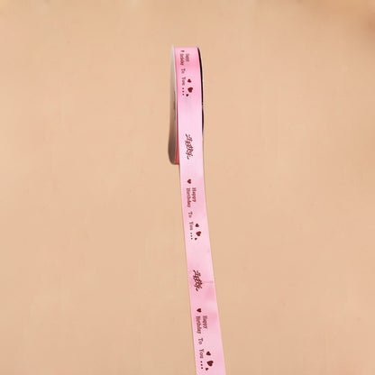 ELECTROPRIME English Letter Colored Printed Ribbons Gift Bouquet Ribbons Bowknot Flowers Packaging Ribands , Size: 90m x 2.5cm, Random Color Delivery(Pink)