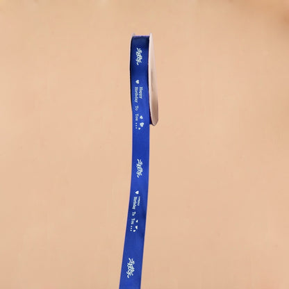 ELECTROPRIME English Letter Colored Printed Ribbons Gift Bouquet Ribbons Bowknot Flowers Packaging Ribands , Size: 90m x 2.5cm, Random Color Delivery(Sapphire Blue)