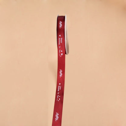ELECTROPRIME English Letter Colored Printed Ribbons Gift Bouquet Ribbons Bowknot Flowers Packaging Ribands , Size: 90m x 2.5cm, Random Color Delivery(Wine Red)