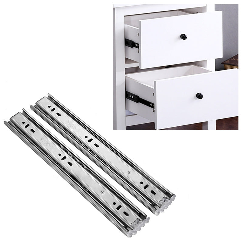 ELECTROPRIME 10 inches 3-section Mute Stainless Steel Sliding Drawer Slides Ball Slide Rail Length: 25cm