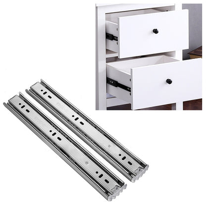 ELECTROPRIME 10 inches 3-section Mute Stainless Steel Sliding Drawer Slides Ball Slide Rail Length: 25cm