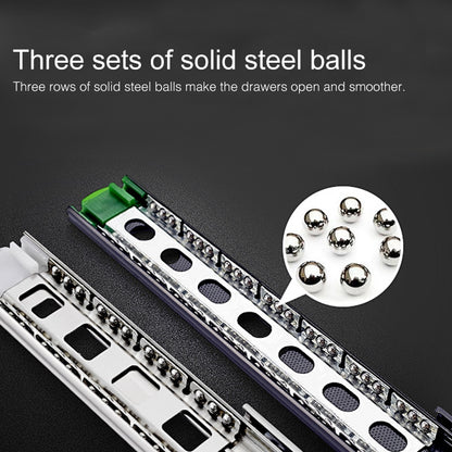 ELECTROPRIME 10 inches 3-section Mute Stainless Steel Sliding Drawer Slides Ball Slide Rail Length: 25cm