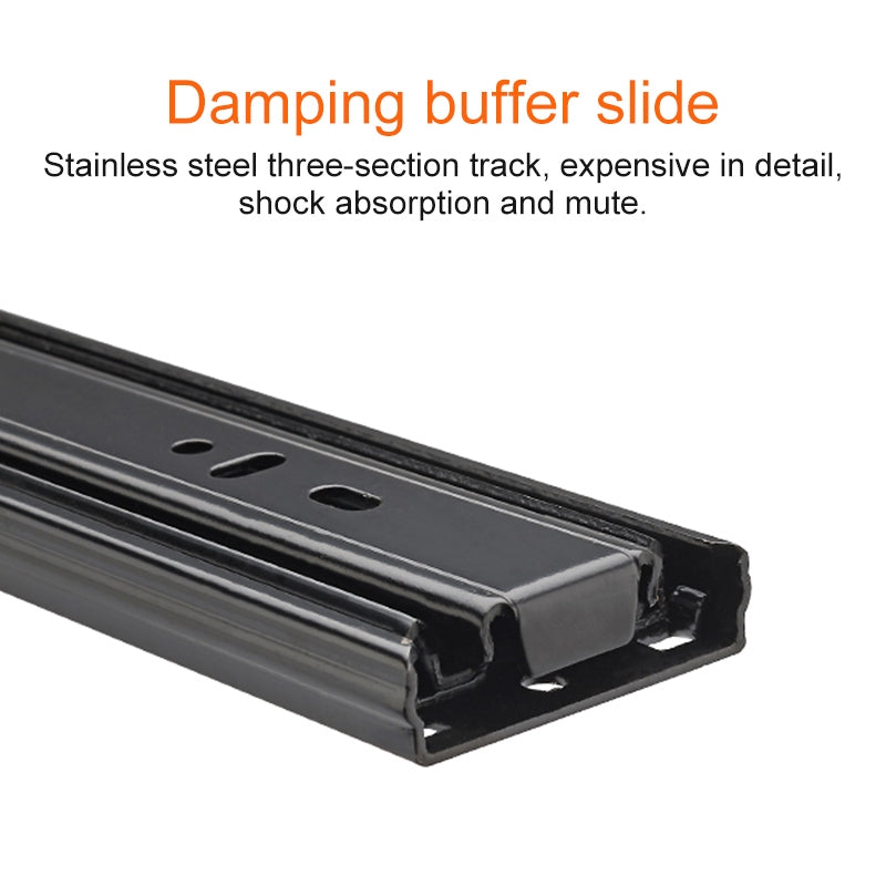 ELECTROPRIME 12 inches 3-section Mute Stainless Steel Sliding Drawer Slides Ball Slide Rail Length: 30cm