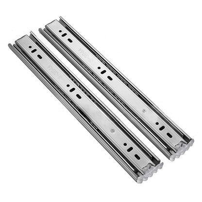ELECTROPRIME 18 inches 3-section Mute Stainless Steel Sliding Drawer Slides Ball Slide Rail Length: 45cm