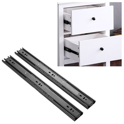 ELECTROPRIME 18 inches 3-section Mute Cold Rolled Steel Sliding Drawer Slides Ball Slide Rail Length: 45cm