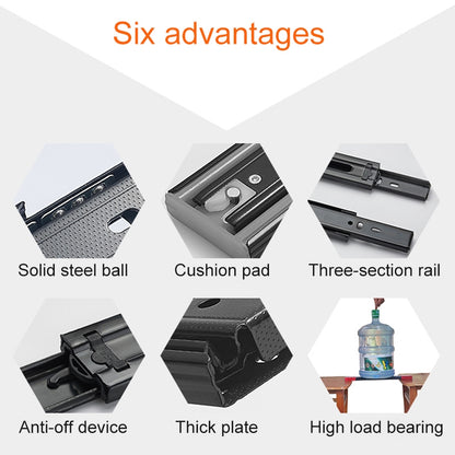 ELECTROPRIME 18 inches 3-section Mute Cold Rolled Steel Sliding Drawer Slides Ball Slide Rail Length: 45cm