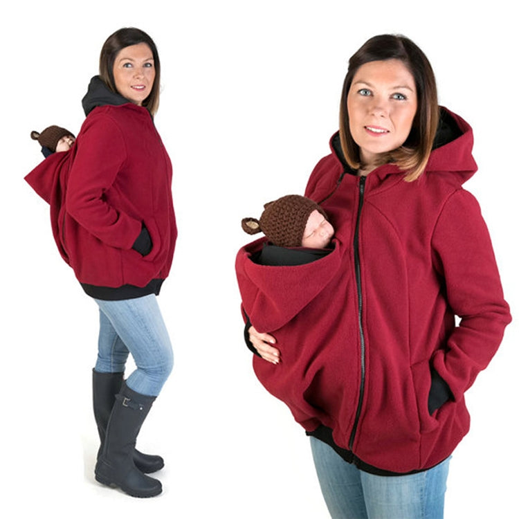 ELECTROPRIME Three-in-one Multi-function Mother Kangaroo Zipper Hoodie Coat with Front Cap Size: L, Chest: 97-100cm, Waist: 76-80cm, Hip: 103-107cm (Red)