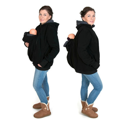 ELECTROPRIME Three-in-one Multi-function Mother Kangaroo Zipper Hoodie Coat with Front Cap Size: XL, Chest: 104-109cm, Waist: 84-88cm, Hip: 110-116cm (Black+Blue)