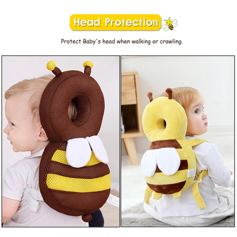 ELECTROPRIME Big Brown Plush Bee Pattern Shockproof Head Pad for Baby Children Waliking