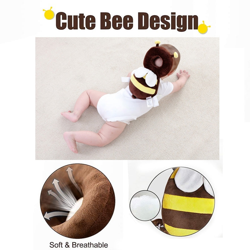 ELECTROPRIME Big Brown Plush Bee Pattern Shockproof Head Pad for Baby Children Waliking