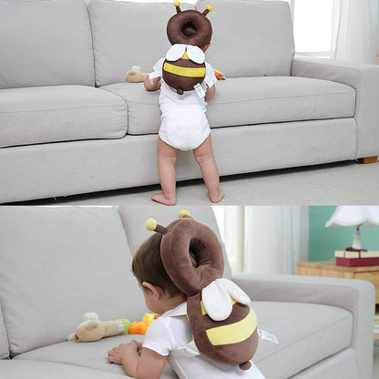 ELECTROPRIME Big Brown Plush Bee Pattern Shockproof Head Pad for Baby Children Waliking