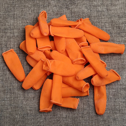 ELECTROPRIME 100pcs / Pack Antistatic Antislip Durable Fingertips Latex Protective Gloves, Size: M, 2.6*6.3cm(Orange)