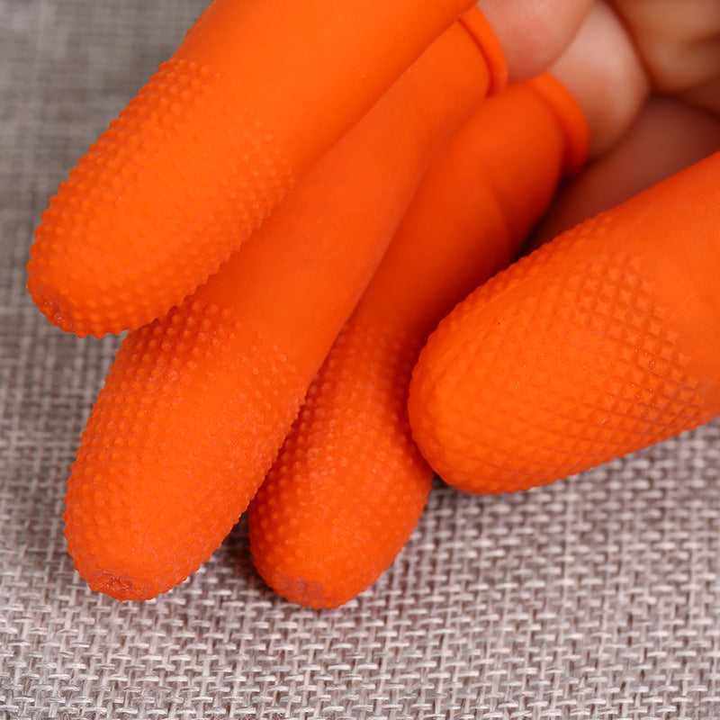 ELECTROPRIME 100pcs / Pack Antistatic Antislip Durable Fingertips Latex Protective Gloves, Size: M, 2.6*6.3cm(Orange)