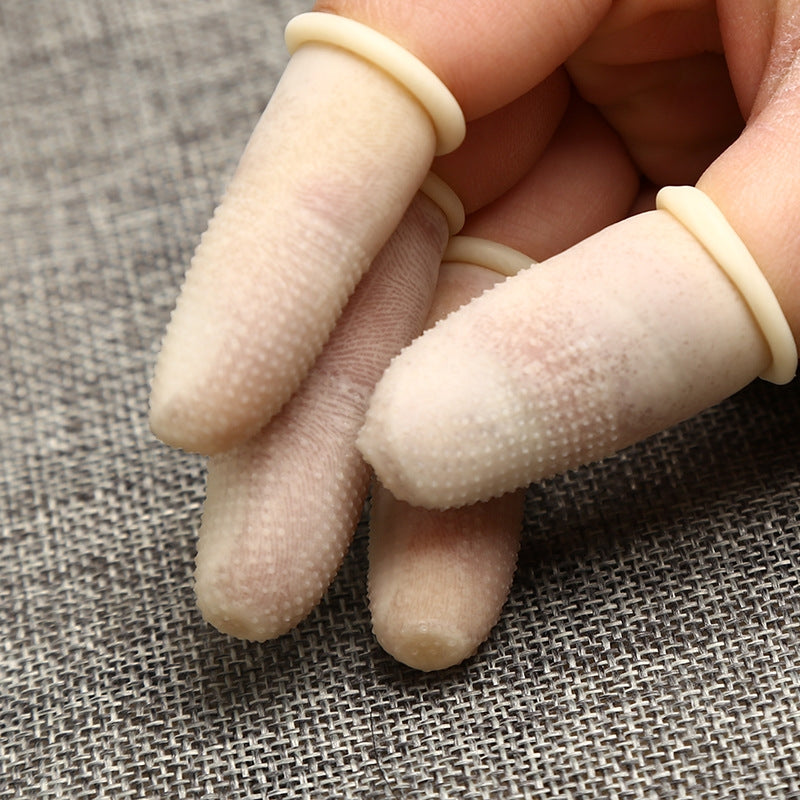 ELECTROPRIME 100pcs / Pack Antistatic Antislip Durable Fingertips Latex Protective Gloves, Size: M, 2.6*6.3cm(Khaki)