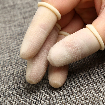 ELECTROPRIME 100pcs / Pack Antistatic Antislip Durable Fingertips Latex Protective Gloves, Size: M, 2.6*6.3cm(Khaki)
