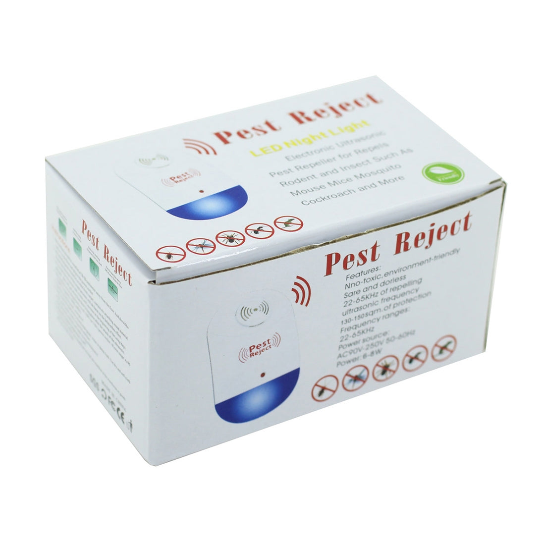 ELECTROPRIME Electronic Ultrasonic Mosquito Rat Pest Control Repeller with LED Light, EU Plug AC90V-250V (White+Blue)