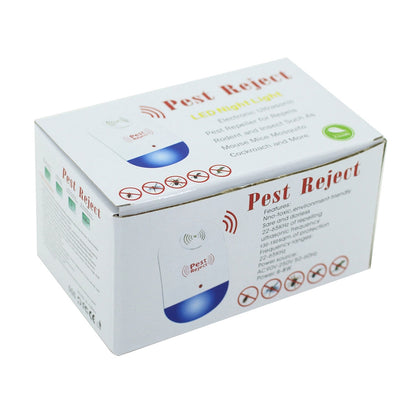 ELECTROPRIME Electronic Ultrasonic Mosquito Rat Pest Control Repeller with LED Light, EU Plug AC90V-250V (White+Blue)