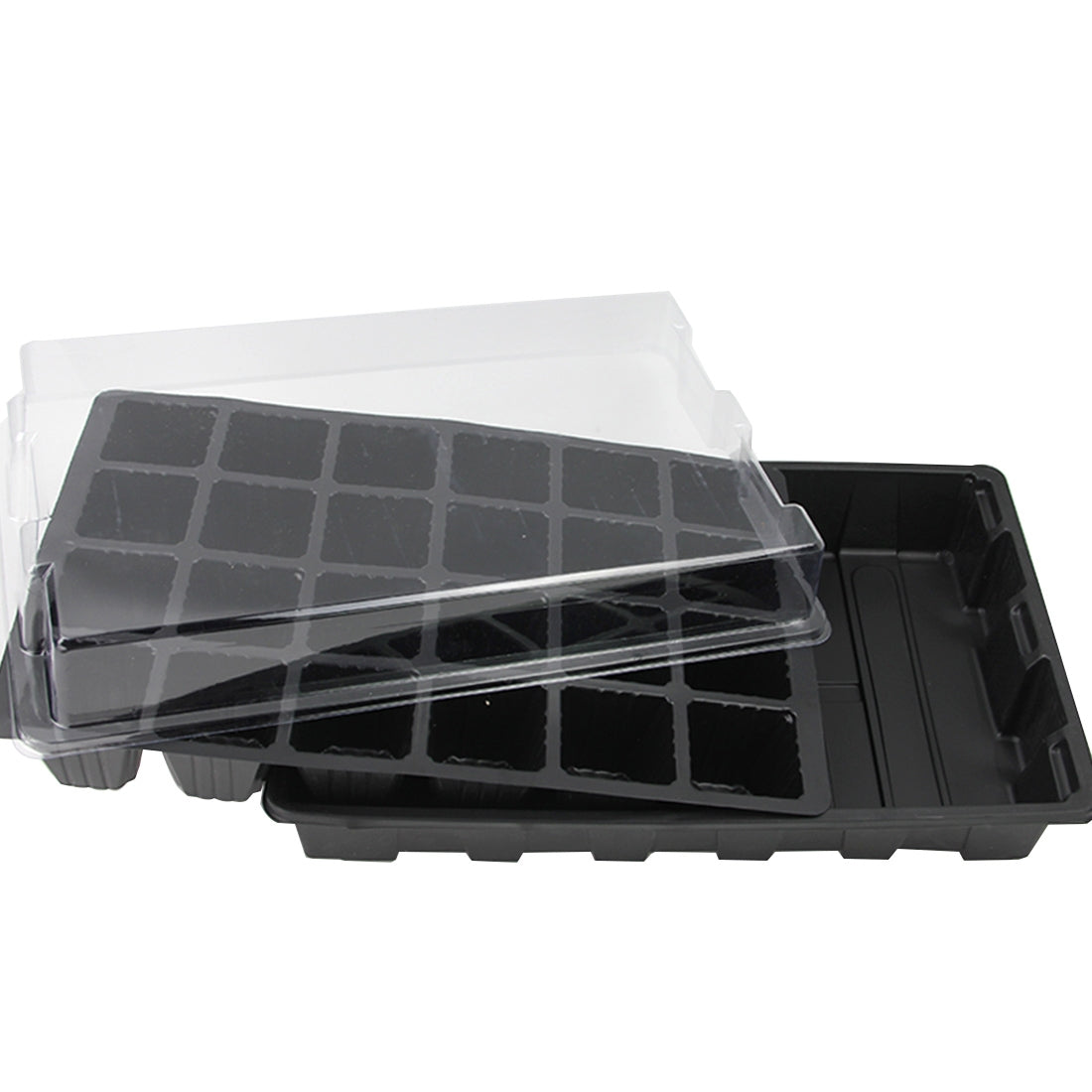 ELECTROPRIME Seedling Tray Sprout Plate 24 Holes Nursery Pots Tray Lids Box For Gardening Bonsai Mini Greenhouse Nursery Plate Three Sets