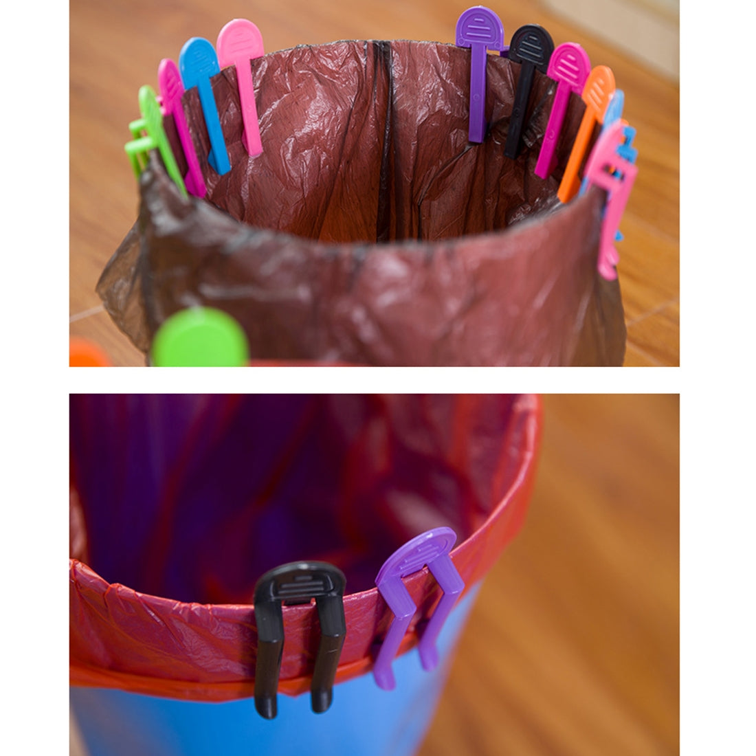 ELECTROPRIME 10pcs Universal Trash Bag Fixed Clip Waste Basket Rubbish Bin Garbage Can Clamp Rubbish Clip Non-slip Garbage Bag Clip, Random Color Delivery
