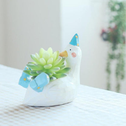 ELECTROPRIME Lovely Home Garden Office Resin Cartoon Animal Shaped Plant Flower Pot Decoration Animal Flower Pots Planter
