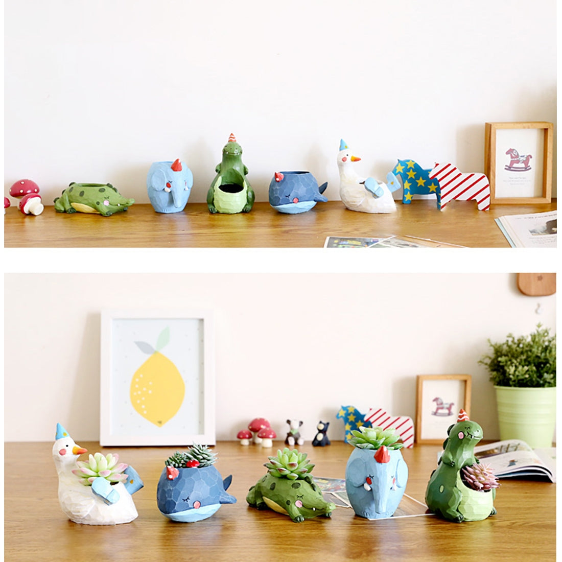 ELECTROPRIME Lovely Home Garden Office Resin Cartoon Animal Shaped Plant Flower Pot Decoration Animal Flower Pots Planter