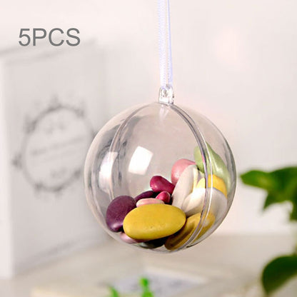 ELECTROPRIME 5 PCS Transparent Christmas Ball Hollow Plastic Sphere Ball Shaped Eternal Flower Ball Wedding Gifts Gift Box, Size: 6 x 6cm