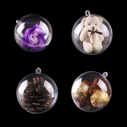 ELECTROPRIME 5 PCS Transparent Christmas Ball Hollow Plastic Sphere Ball Shaped Eternal Flower Ball Wedding Gifts Gift Box, Size: 10 x 10cm