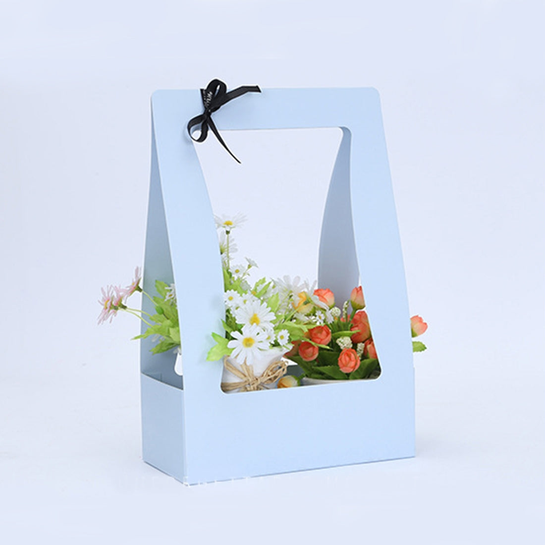 ELECTROPRIME Paper Flower Basket  Portable Basket Flowers Carton Packing Waterproof Florist Fresh Flower Carrier Box Portable Flowers Boxes, Random Color Delivery