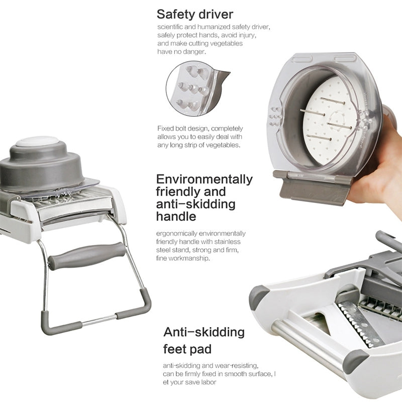 ELECTROPRIME CZ-01 Multifunctional Household Stainless Steel Manual Vegetable Cutting Machine Carrot Potato Grater (Silver)