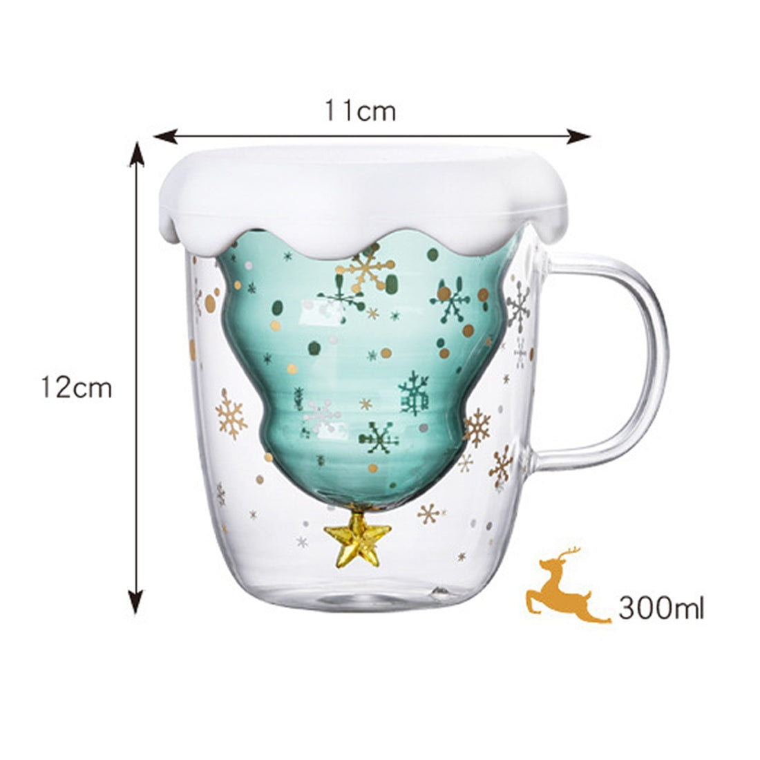 ELECTROPRIME 300ML Creative Double-Layer Glass Christmas Tree Star Water Cup