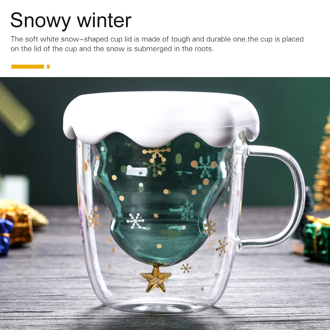 ELECTROPRIME 300ML Creative Double-Layer Glass Christmas Tree Star Water Cup