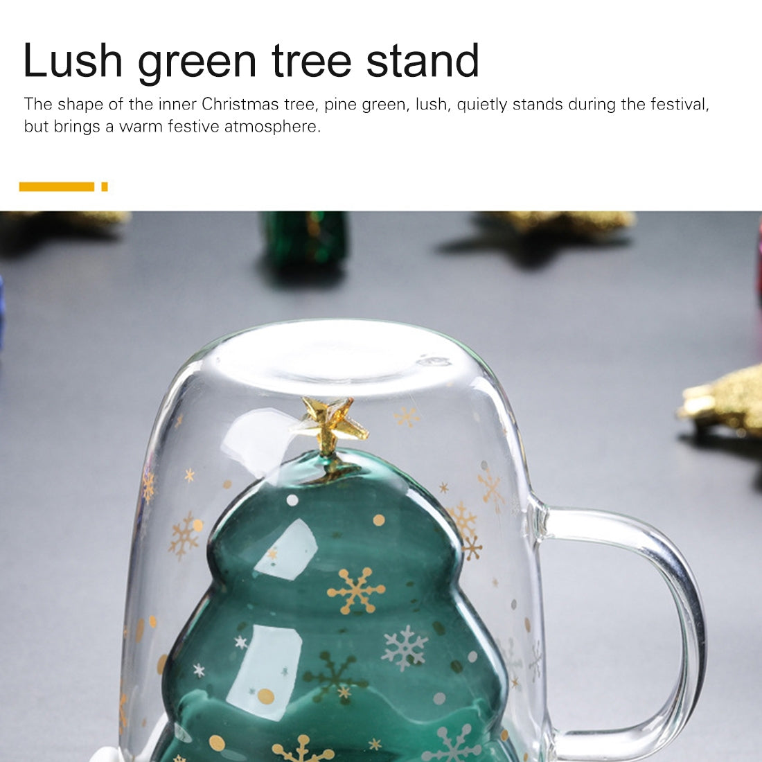 ELECTROPRIME 300ML Creative Double-Layer Glass Christmas Tree Star Water Cup