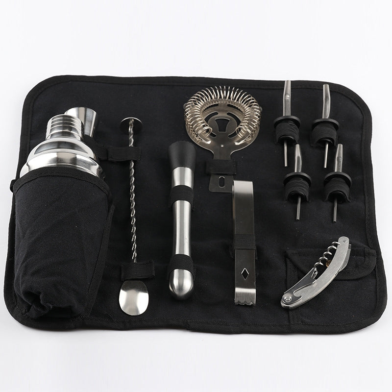 ELECTROPRIME 12 in 1 Stainless Steel Wine Cocktail Shaker Tools Set with Cloth Bag, Capacity: 550ml