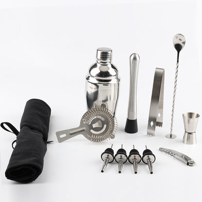 ELECTROPRIME 12 in 1 Stainless Steel Wine Cocktail Shaker Tools Set with Cloth Bag, Boston 800600M