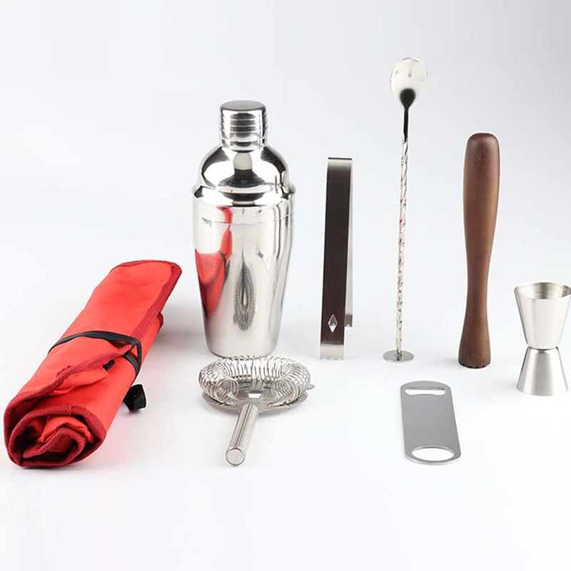 ELECTROPRIME 8 in 1 Stainless Steel Wine Cocktail Shaker Tools Set with Cloth Bag, Capacity: 350ml