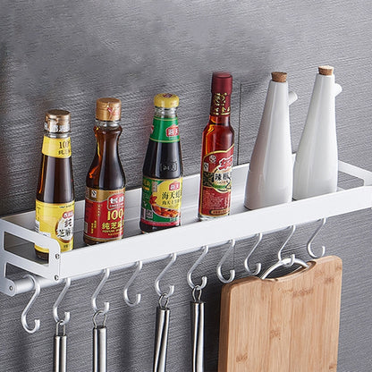 ELECTROPRIME 50cm 8 Hooks Kitchen Multi-function Wall Hanging Holder Seasoning Storage Rack (Silver)