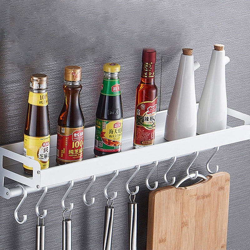 ELECTROPRIME 70cm 10 Hooks Kitchen Multi-function Wall Hanging Holder Seasoning Storage Rack (Silver)