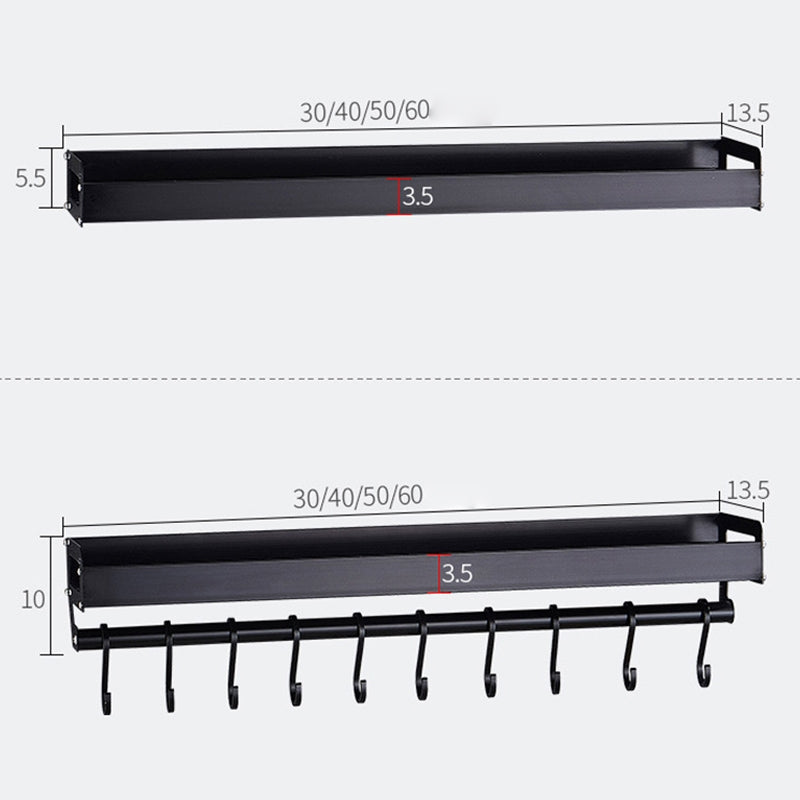 ELECTROPRIME 80cm 10 Hooks Kitchen Multi-function Wall Hanging Holder Seasoning Storage Rack(Black)