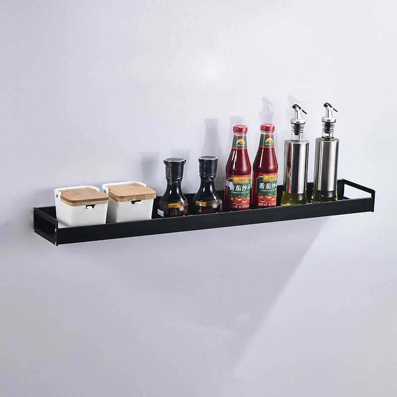 ELECTROPRIME 80cm Kitchen Multi-function Wall Hanging Holder Seasoning Storage Rack (Black)