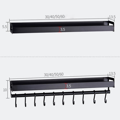 ELECTROPRIME 80cm Kitchen Multi-function Wall Hanging Holder Seasoning Storage Rack (Black)