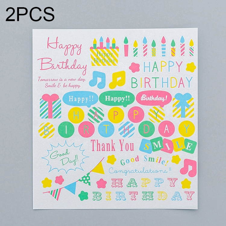 ELECTROPRIME 2 PCS Happy Birthday Pattern Creative Cartoon Children Diary Decorative Sticker
