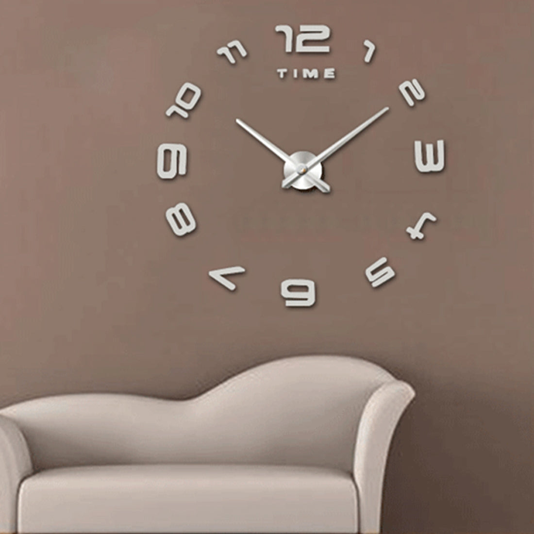 ELECTROPRIME Bedroom Home Office Decoration Modern Frameless Large Number DIY 3D Mirror Wall Sticker Quiet Clock, Size: 100*100cm(Silver)
