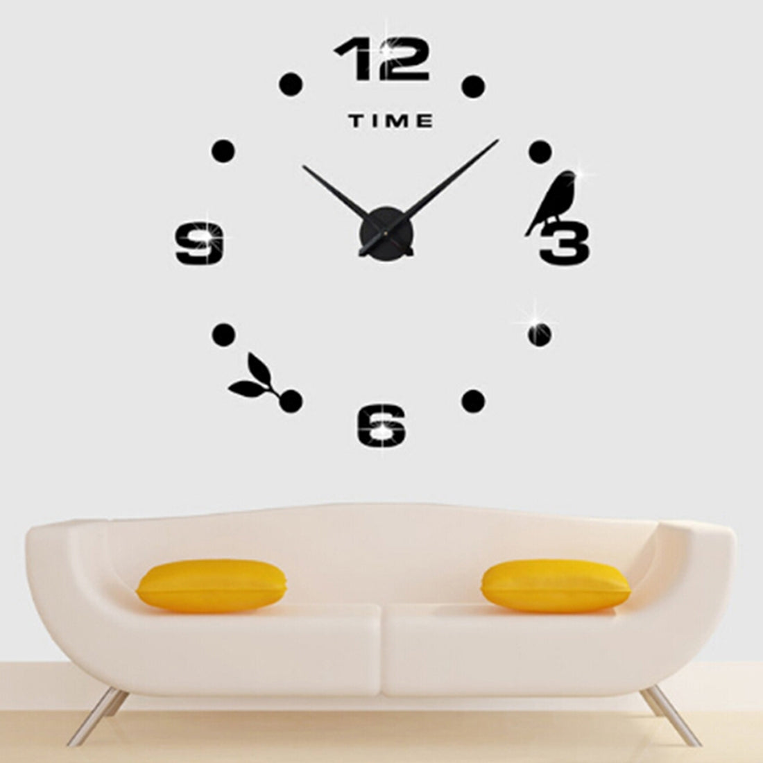 ELECTROPRIME Bedroom Home Office Decoration Frameless Large Size DIY 3D Mirror Surface Wall Stickers Quiet Clock, Size: 100*100cm(Black)