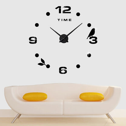 ELECTROPRIME Bedroom Home Office Decoration Frameless Large Size DIY 3D Mirror Surface Wall Stickers Quiet Clock, Size: 100*100cm(Black)