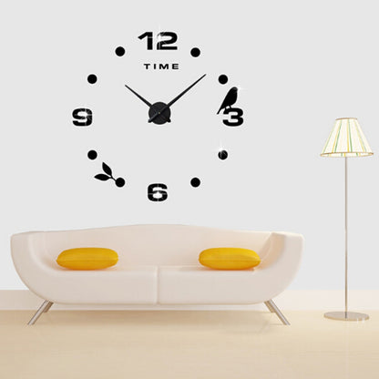 ELECTROPRIME Bedroom Home Office Decoration Frameless Large Size DIY 3D Mirror Surface Wall Stickers Quiet Clock, Size: 100*100cm(Black)