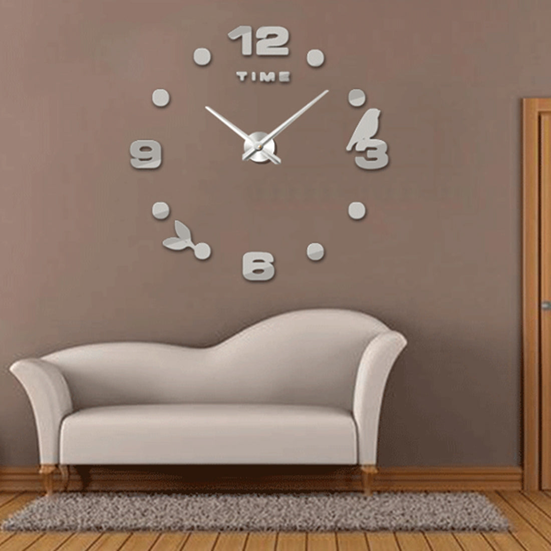 ELECTROPRIME Bedroom Home Office Decoration Frameless Large Size DIY 3D Mirror Surface Wall Stickers Quiet Clock, Size: 100*100cm(Silver)