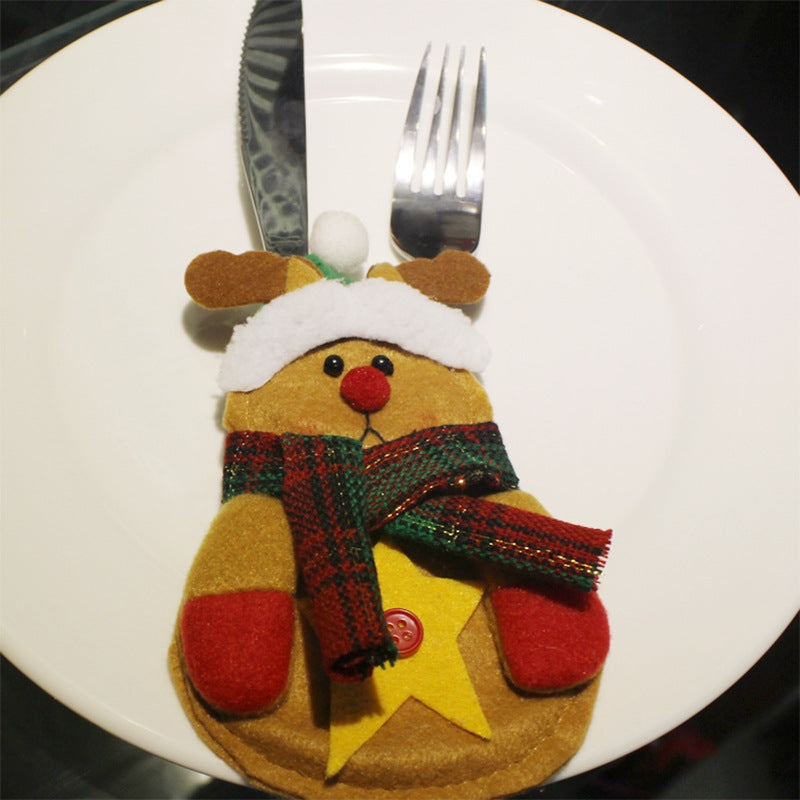 ELECTROPRIME 3 PCS 3 in 1 Christmas Decoration Gift Cutlery Holders Set, Random Style Delivery