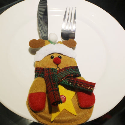 ELECTROPRIME 3 PCS 3 in 1 Christmas Decoration Gift Cutlery Holders Set, Random Style Delivery