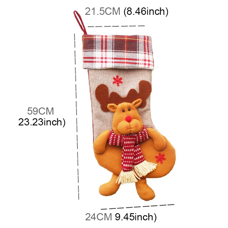 ELECTROPRIME Christmas Ornament Decoration Lattice Cloth Christmas Stocking Gift Bag Pendant