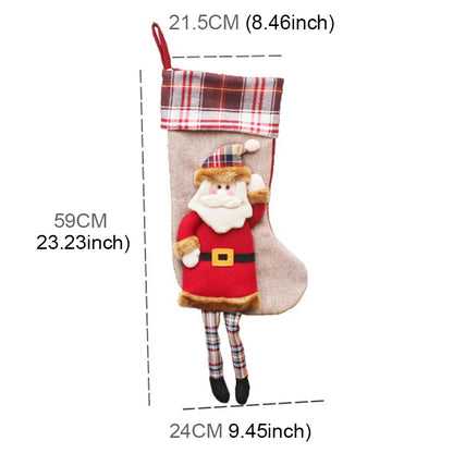 ELECTROPRIME Christmas Ornament Decoration Lattice Cloth Christmas Stocking Gift Bag Pendant